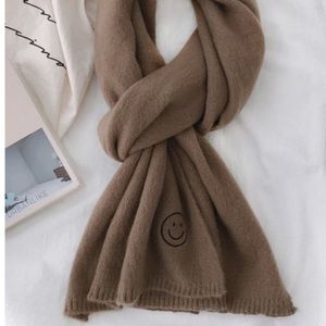 NWT. Winter Scarf Smiley Face Brown/Black Very large 76” long x 18” wide